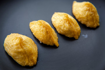 Korean style inari sushi which is fried tofu stuffed with rice