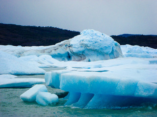 Amazing icebegs in patagonia argentina in a winter day