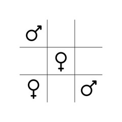 tic tac toe gender equality game on white