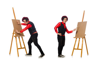 Fototapeta premium Funny artist isolated on white