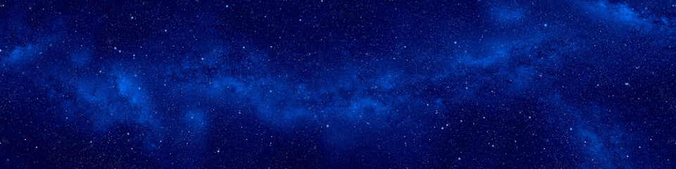 Milky way galaxy in night sky web banner. Space background.