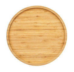 Wooden tray isolated on white background Close up.