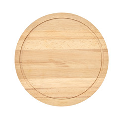 Wooden chopping board isolated on a white background