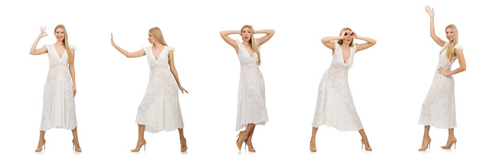 Naklejka premium Woman in dress in fashion dress isolated on white