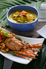 Stir Fried  lobster with cashew nuts and pineapple