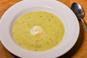 Zucchini soup with cream and parmesan cheese