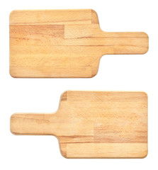 set of chopping wooden boards isolated on white