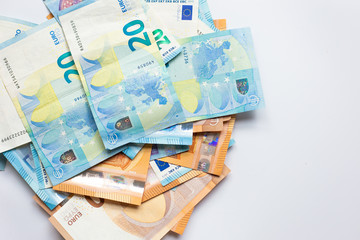 Bundle of euro money object on white background, Business finance concept