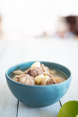 Boiled pork leg clear soup with peanut