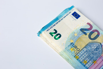 Bundle of euro money object on white background, Business finance concept