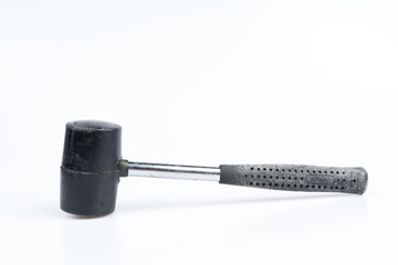 Rubber mallet or hammer with steel stick, mason tool for adjusting brick pavement or folding a metal sheet