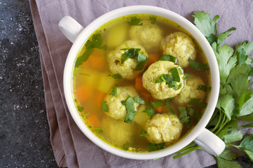 meat soup with meatballs