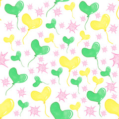 seamless pattern, colorful balloons, print, holiday, birthday, gift wrap, fabric pattern