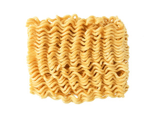 close up of Instant noodles in white isolated background