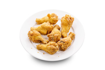 Fried checken on white plate
