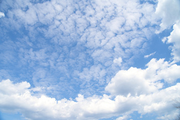 Blauer Himmel mit Schäfchenwolken, bewölkt