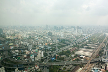 Fototapeta na wymiar View of a skyscraper Baiyoke Sky. Aerial view of the megalopolis/ Bangkok