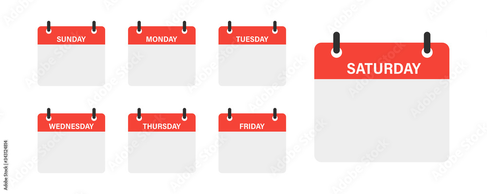 Poster calendar week isolated vector icons on white background. week vector isolated calendar schedule. bus