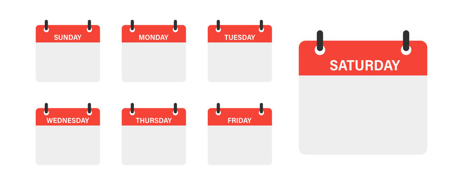 Calendar Week Isolated Vector Icons On White Background. Week Vector Isolated Calendar Schedule. Business Plan Schedule.