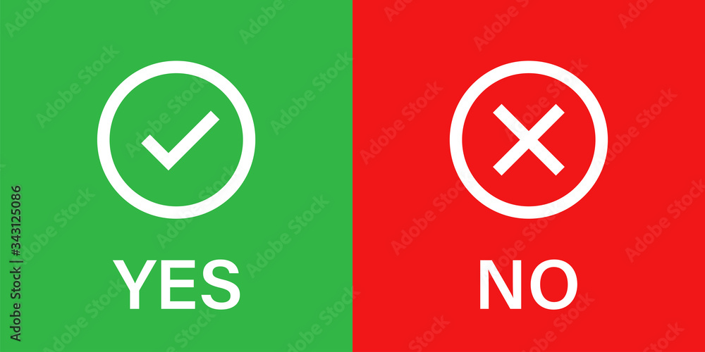 Aufkleber yes no tick check mark. vector isolated icons signs. checklist mark icon vector. red checkmark on gr