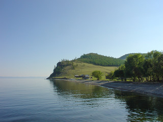 Fototapeta na wymiar View of Lake Baikal, in summer in the light of day