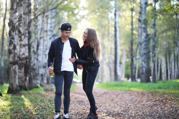 Obraz premium Loving couple walking in casual clothes