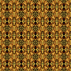 Mosaic Ethnic  Art. Brown, Ochra, Cepia Carpet. 