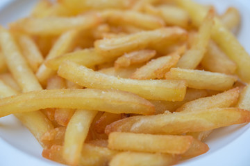 Close up french fries textured background.