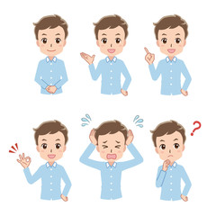 男性のポーズイラストセット