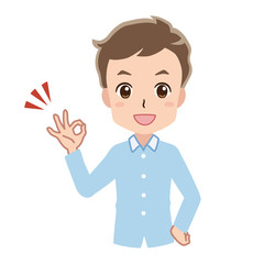 OKサインをする男性のイラスト