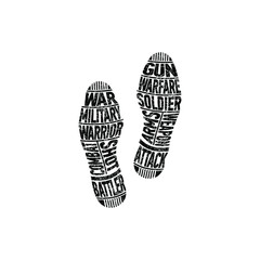 Trace of the military. A unique imprint of a person’s shoes that determines his work. Vector illustration, isolated object on a white background.