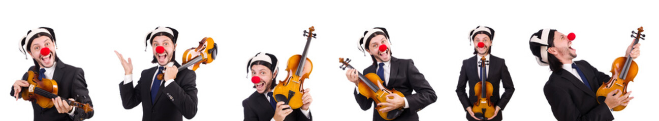 Funny clown businessman isolated on the white background