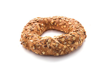 Turkish bagel on white background (simit)