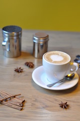 cup of coffee on table in cafe
