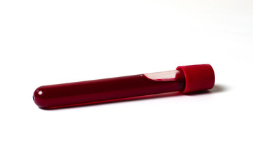 Test tube with blood isolate on a white background