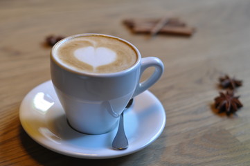cup of coffee on table in cafe