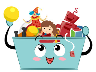 Mascot Storage Bin Toys Organize Illustration