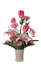 Pink artificial flower vase