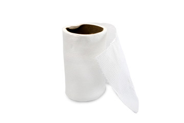 Toilet paper roll isolated on white background with clipping path.