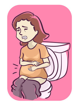 Pregnant Woman Constipated Illustration