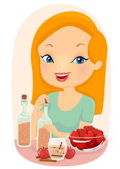 Girl Make Apple Cider Juice Illustration