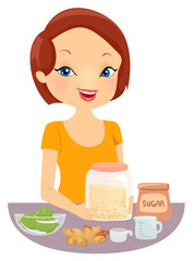 Girl Make Ginger Ale Drink Illustration