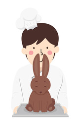 Man Chocolatier Chocolate Art Bunny Illustration