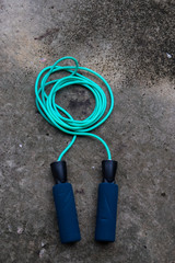 Green and blue jump rope or skipping rope Sports, fitness, cardio, martial art 
