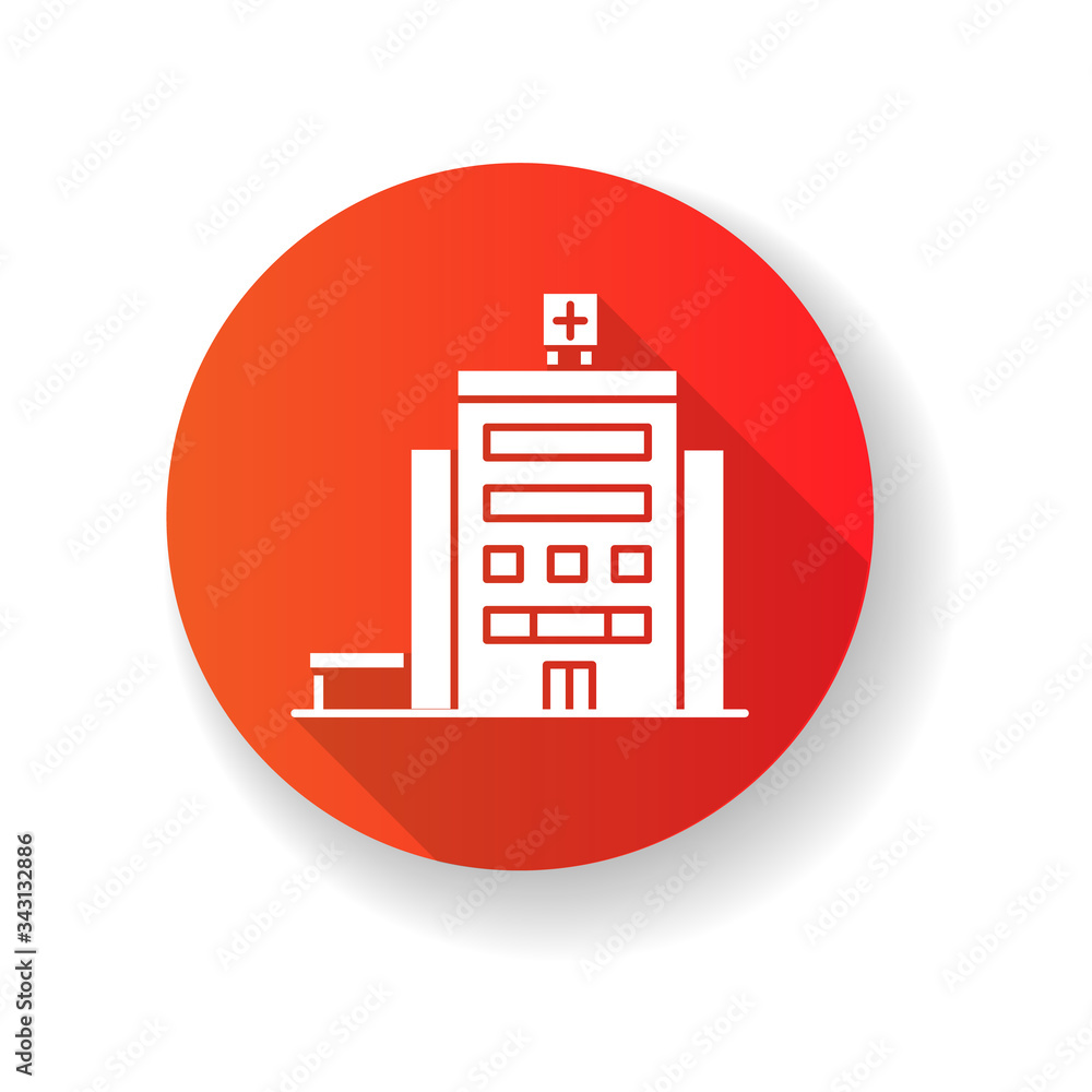 Poster hospital red flat design long shadow glyph icon