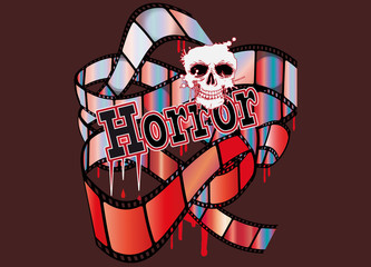 Horror Film Filmband mit Typografie und Totenkopf