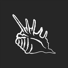 Spiked seashell chalk white icon on black background