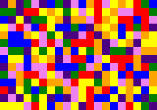 Colorful random vector mosaic pattern from rainbow color palette (red, orange, violet, yellow,green, blue, indigo) colors