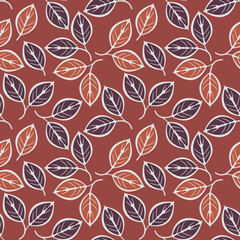 Stylish seamless pattern with decorative leaves - 343136020