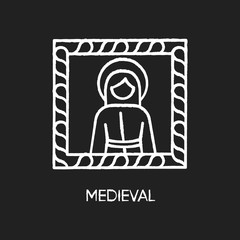 Medieval art style chalk white icon on black background